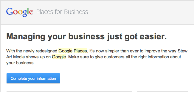 Google Places Email