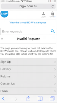 bigw mobile redirect